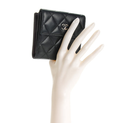 Chanel Lambskin Quilted Compact French Flap Wallet Black 2 of 9