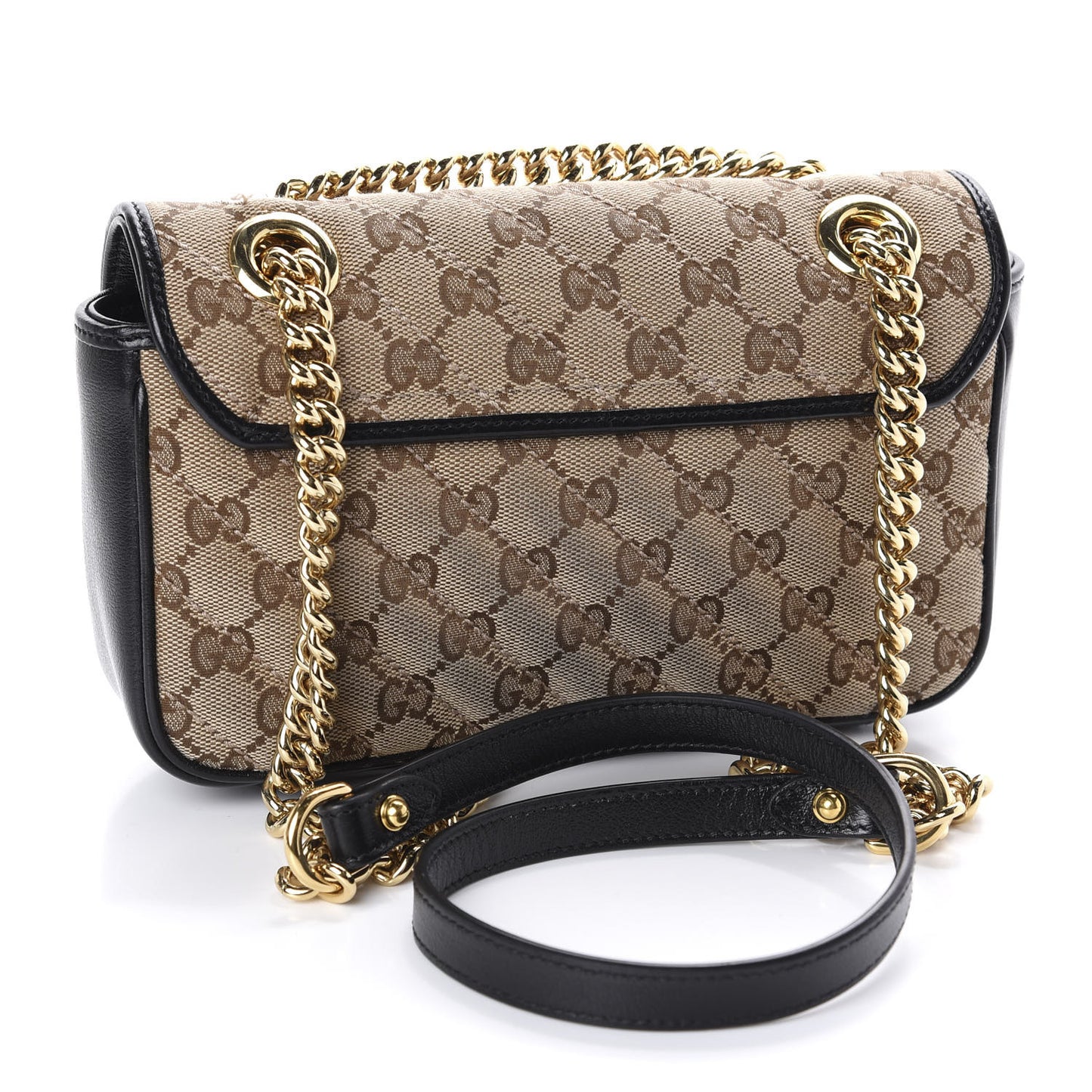 Monogram Matelasse Diagonal Mini GG Marmont Shoulder Bag Beige Black