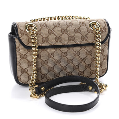 Gucci Monogram Matelasse Diagonal Mini GG Marmont Shoulder Bag Beige Black 4 of 15