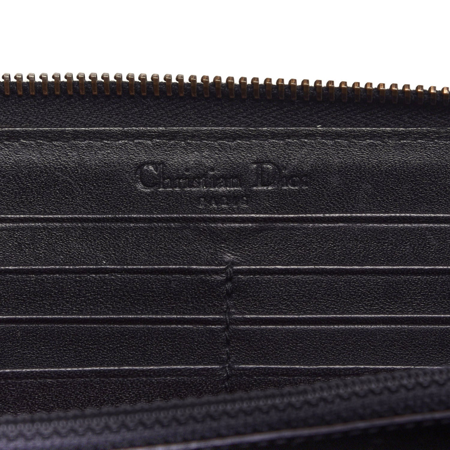Christian Dior Lambskin Cannage D Continental Zip Wallet Black 7 of 10
