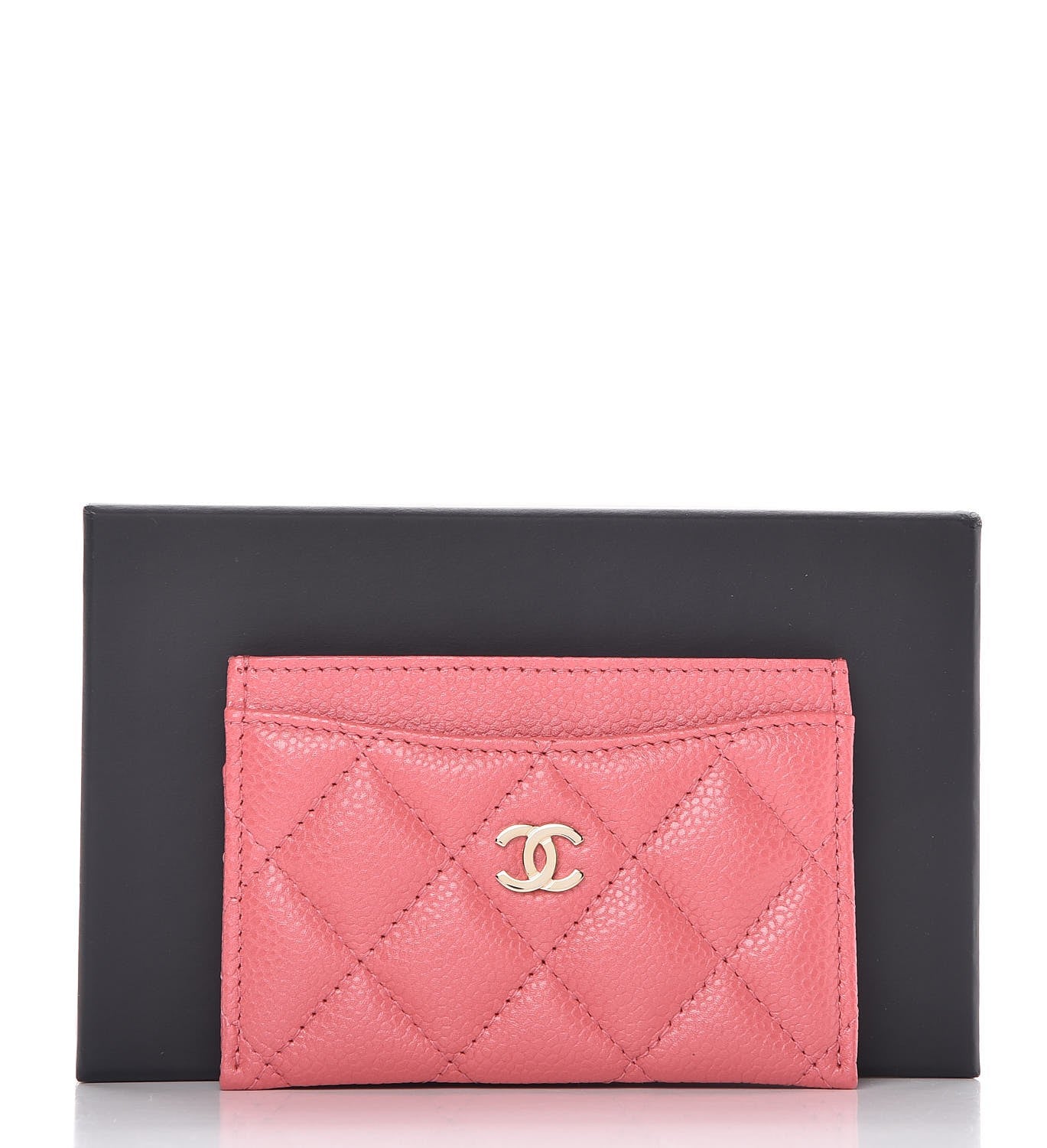 Chanel Metallic Caviar Quilted Card Holder Pink 7 of 7