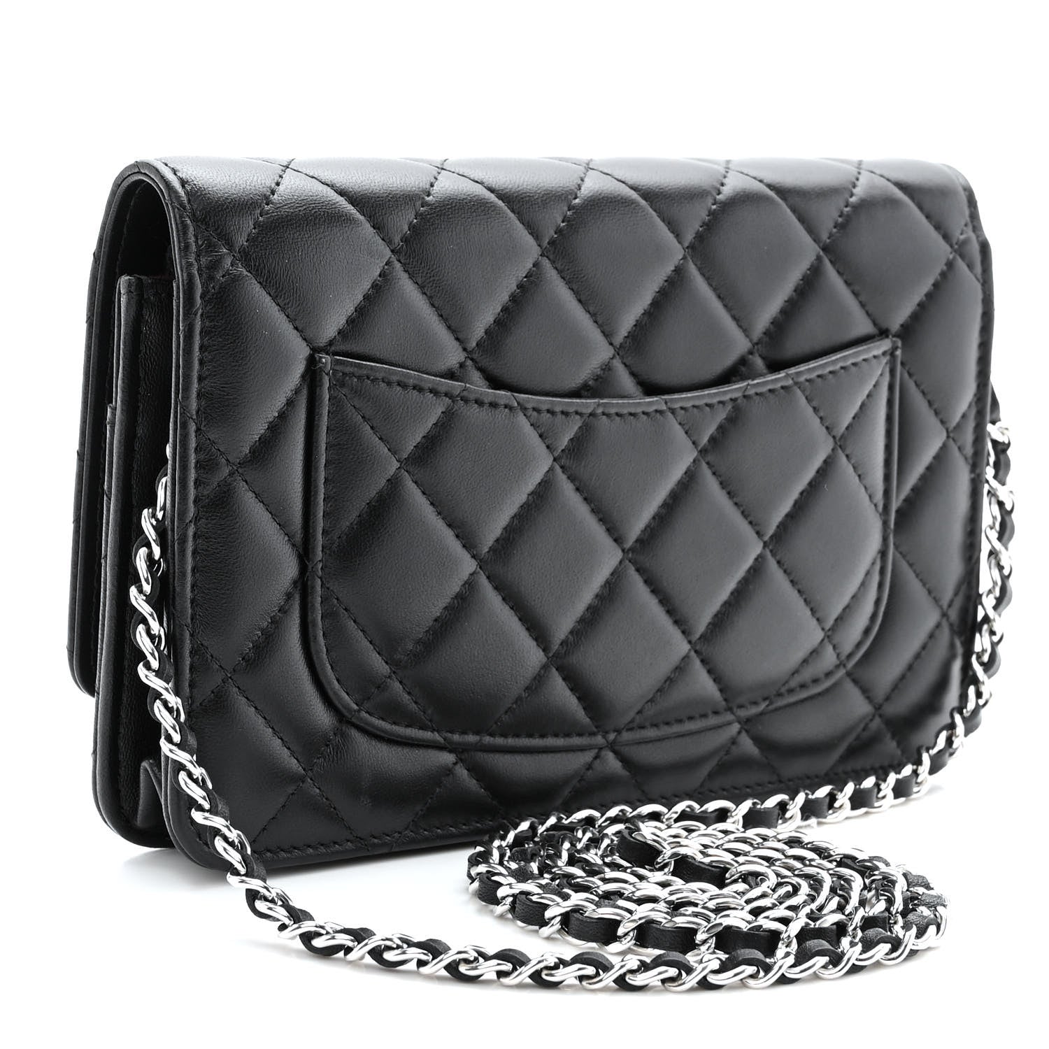 Chanel Lambskin Quilted Wallet On Chain WOC Black 3 of 11