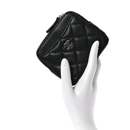 Chanel Caviar Quilted Zip Card Holder Wallet Black 2 of 8