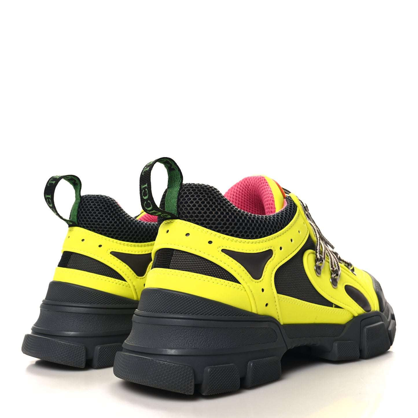 X SEGA Mesh Technical Canvas Calfskin Reflective Mens Flashtrek Sneakers 10 Neon Yellow Lotus