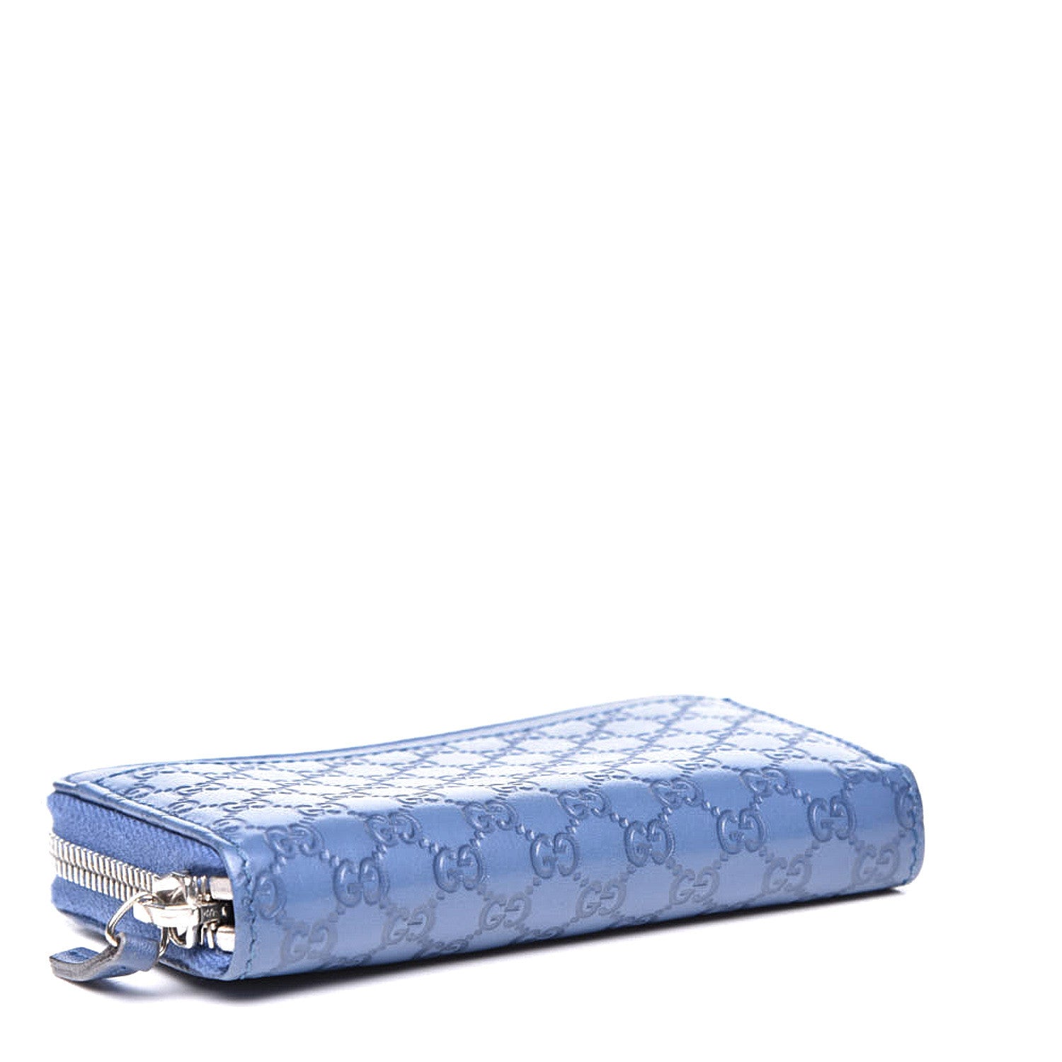 Gucci Microguccissima Zip Around Key Ring Coin Purse Mineral Blue 3 of 11