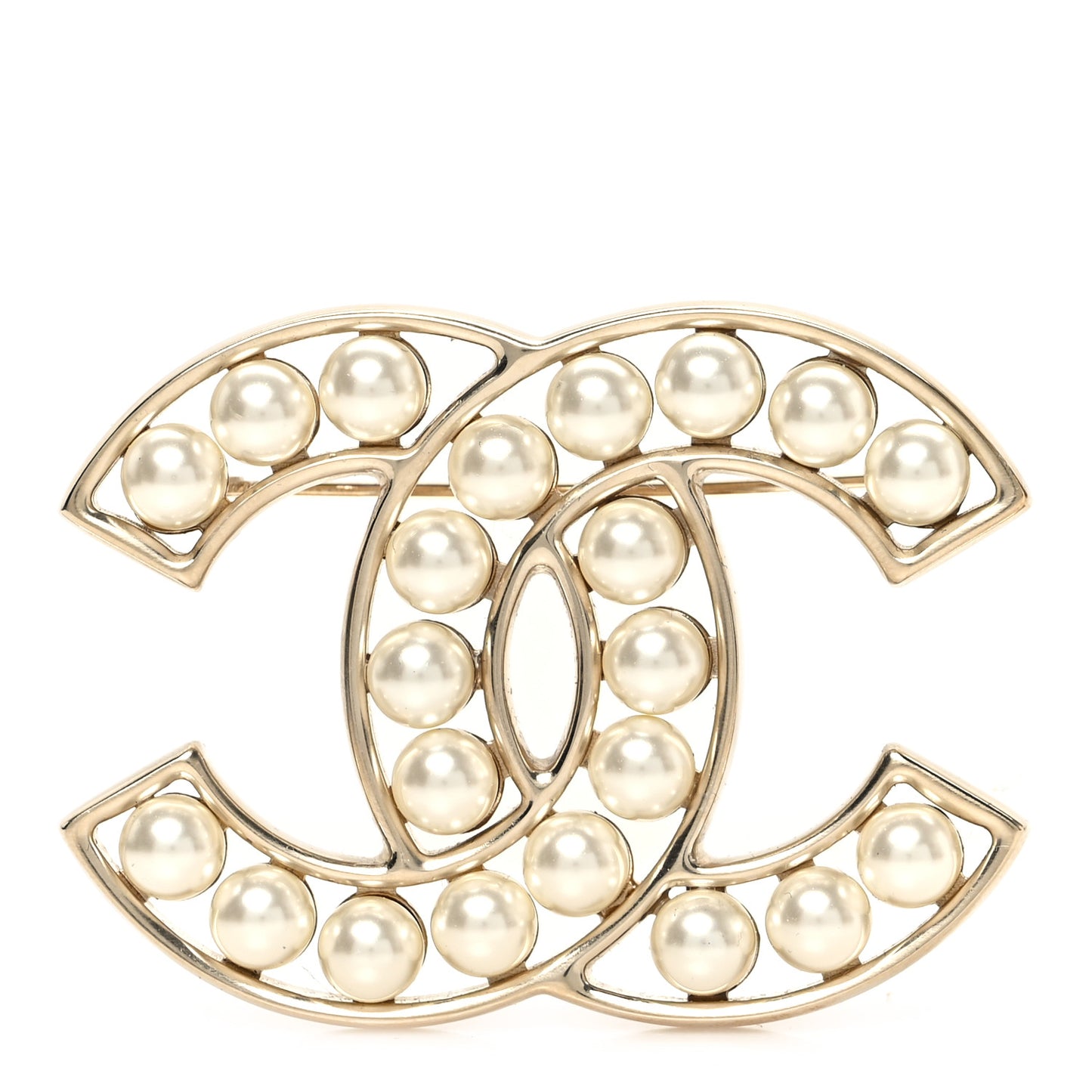 Pearl CC Brooch Light Gold