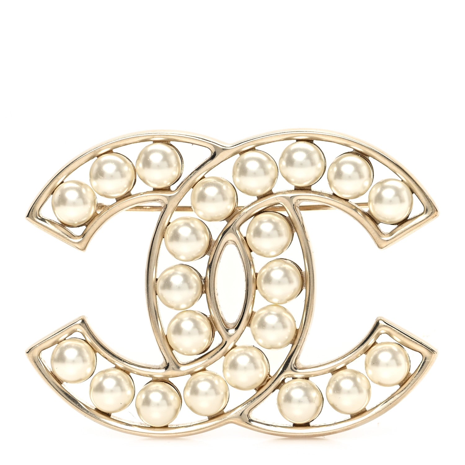 Chanel Pearl CC Brooch Light Gold 1 of 4