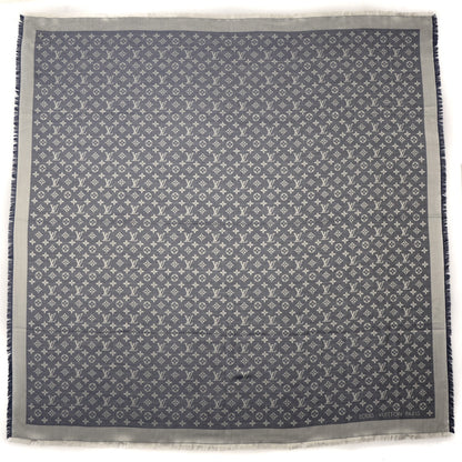 Louis Vuitton Silk Wool Monogram Denim Shawl Blue 3 of 5