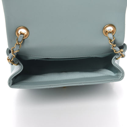 Chanel Lambskin Quilted Small Circular Handle Bag Blue 5 of 11