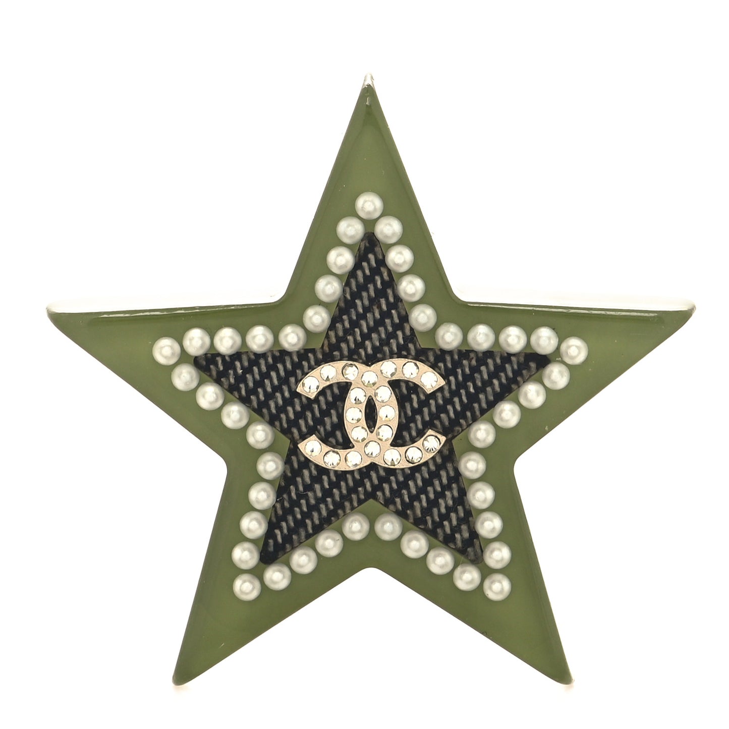 Resin Crystal Pearl CC Star Brooch Multicolor