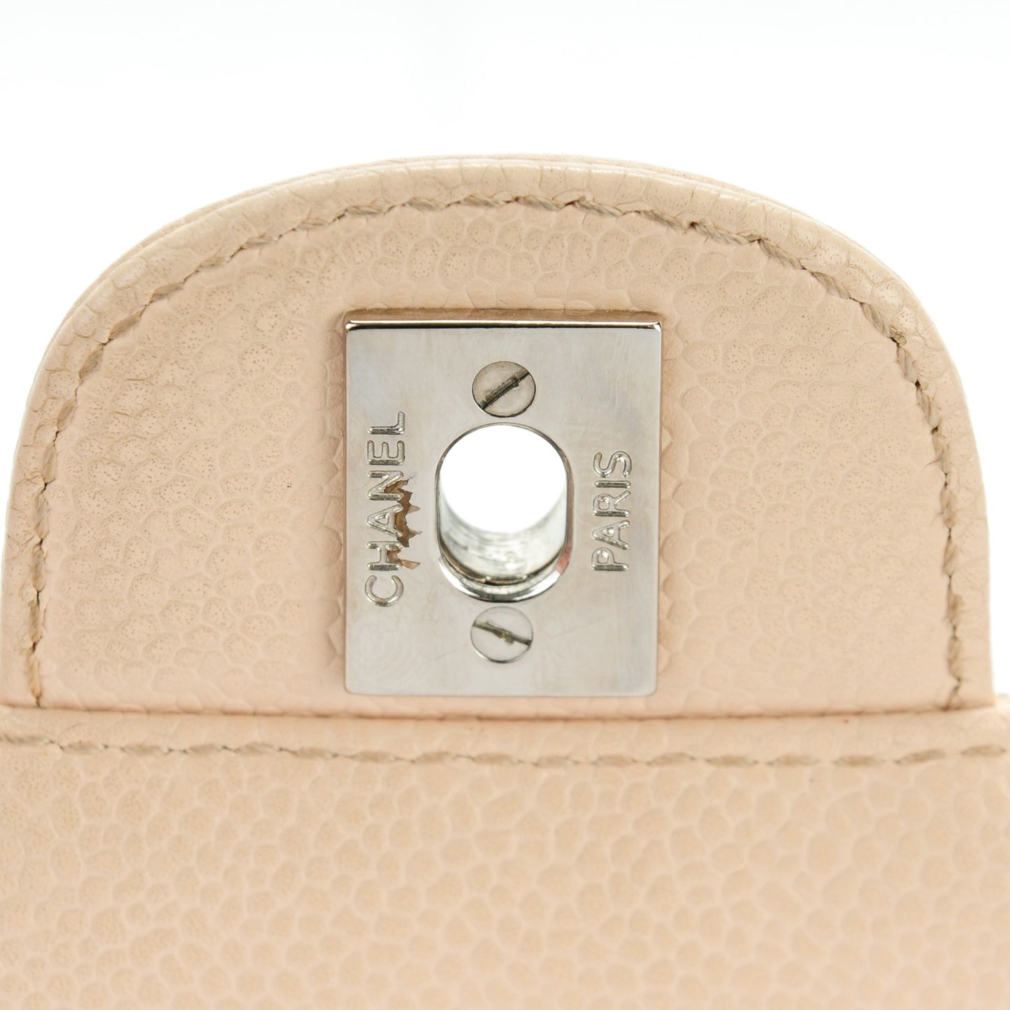 Caviar Quilted East West Flap Beige Clair