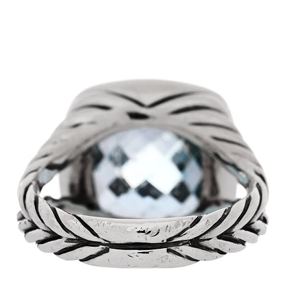 David Yurman Sterling Silver Diamond Blue Topaz 11mm Albion Ring 52 6 4 of 5