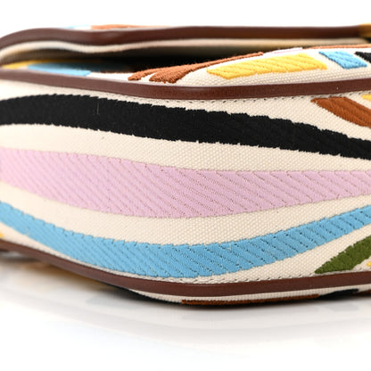 Fendi X SARA COLEMAN Canvas Vitello King Seta FF Fish Eye Embroidered Baguette Grezzo Multicolor Ghianda 9 of 14
