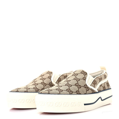 Gucci GG Monogram Womens 1977 Tennis Slip On 30mm Sneakers 35.5 Beige Ebony Mystic White 4 of 8