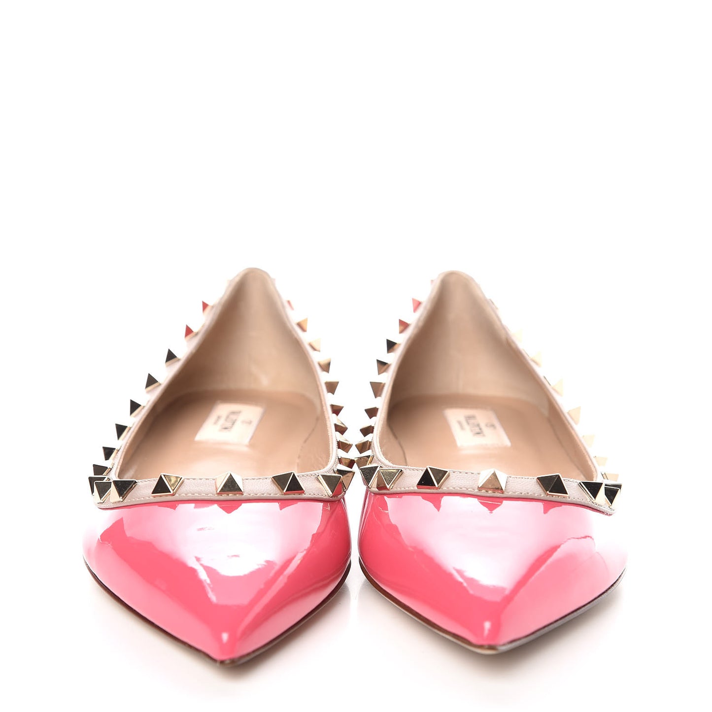 Patent Nappa Rockstud Ballerina Flats 38 Shadow Pink Poudre