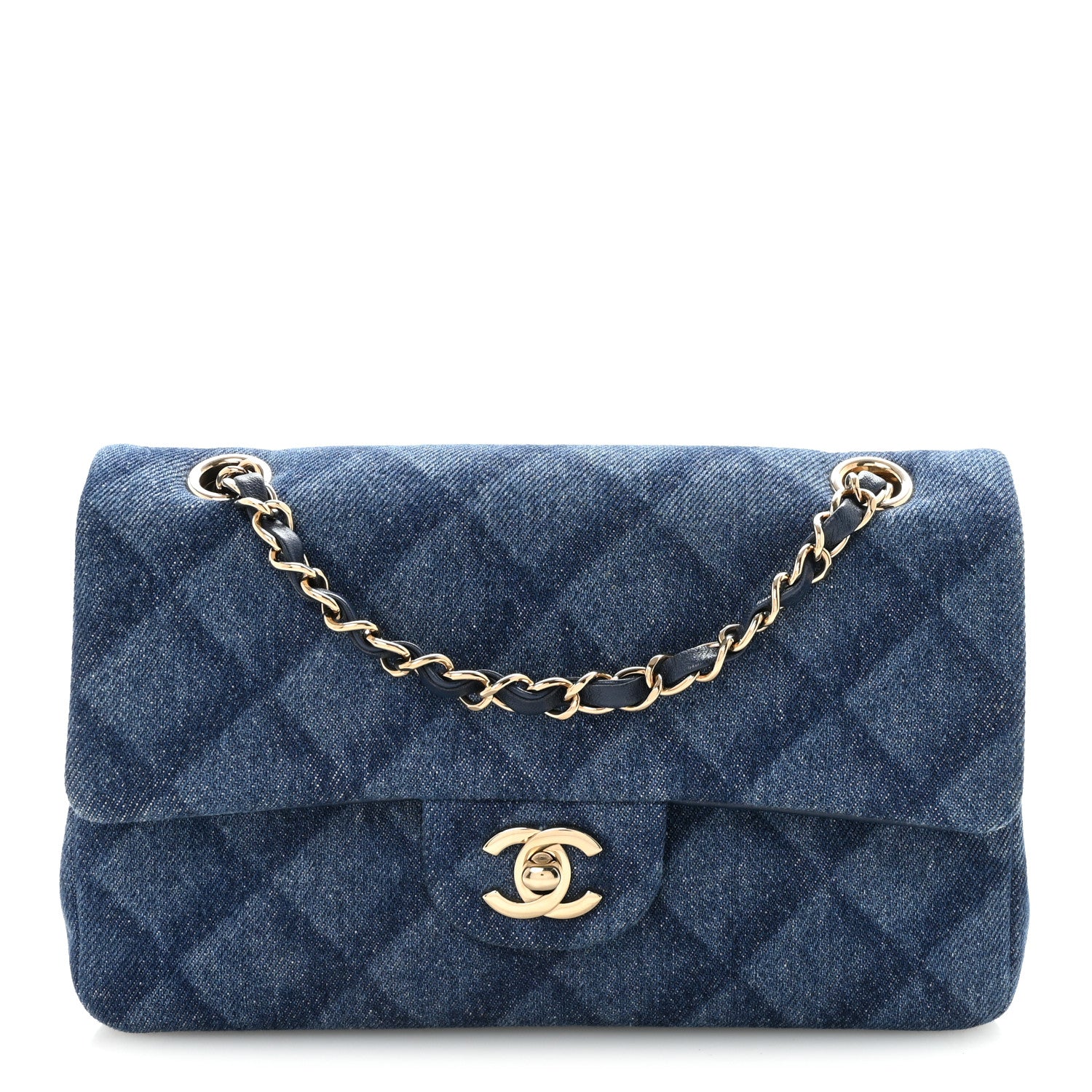 Chanel Printed Denim Quilted Small Double Flap Blue 1 of 11