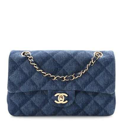 Chanel Printed Denim Quilted Small Double Flap Blue 1 of 11