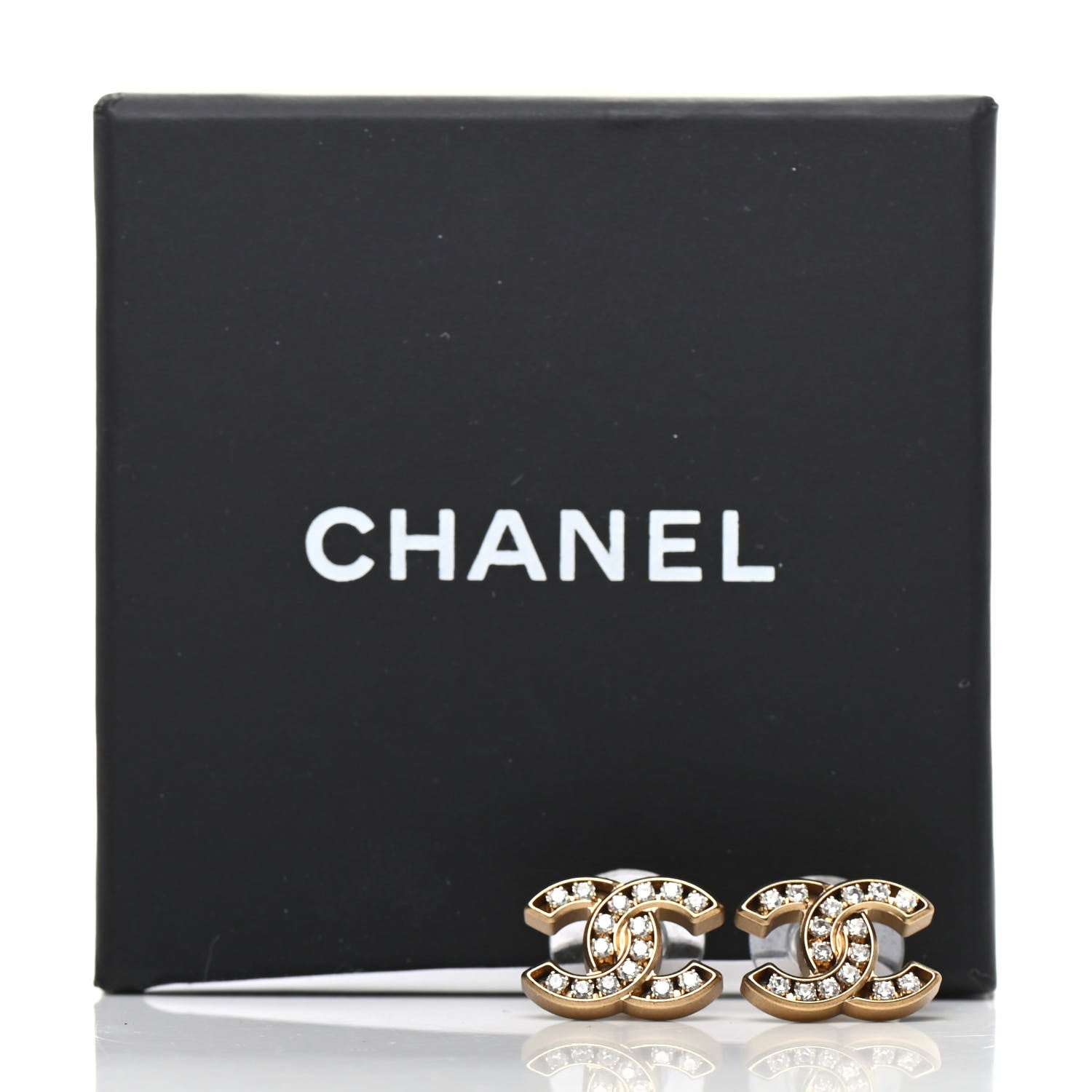 Chanel Crystal CC Earrings Gold 5 of 5