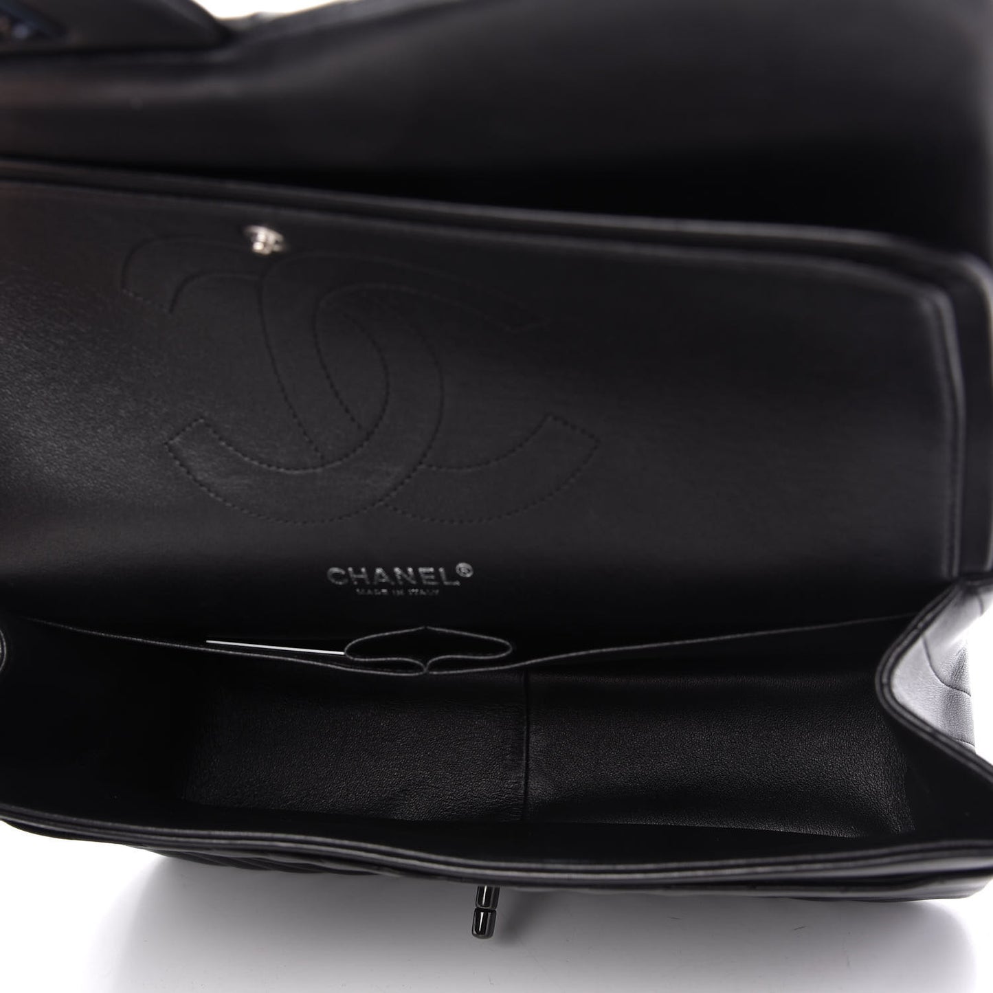 Lambskin Chevron Quilted Jumbo Double Flap So Black