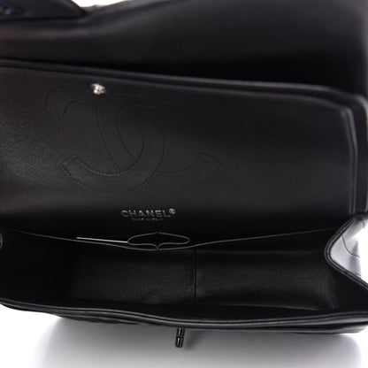 Chanel Lambskin Chevron Quilted Jumbo Double Flap So Black 5 of 10