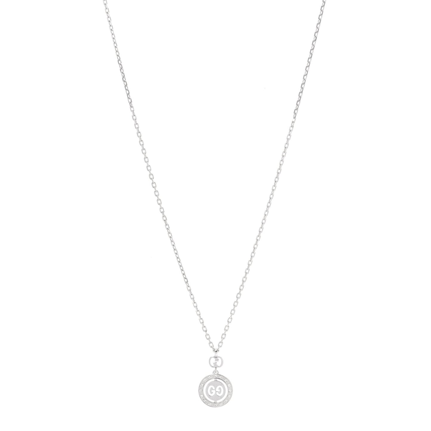 18K White Gold Diamond 10mm Icon Twirl Pendant Necklace