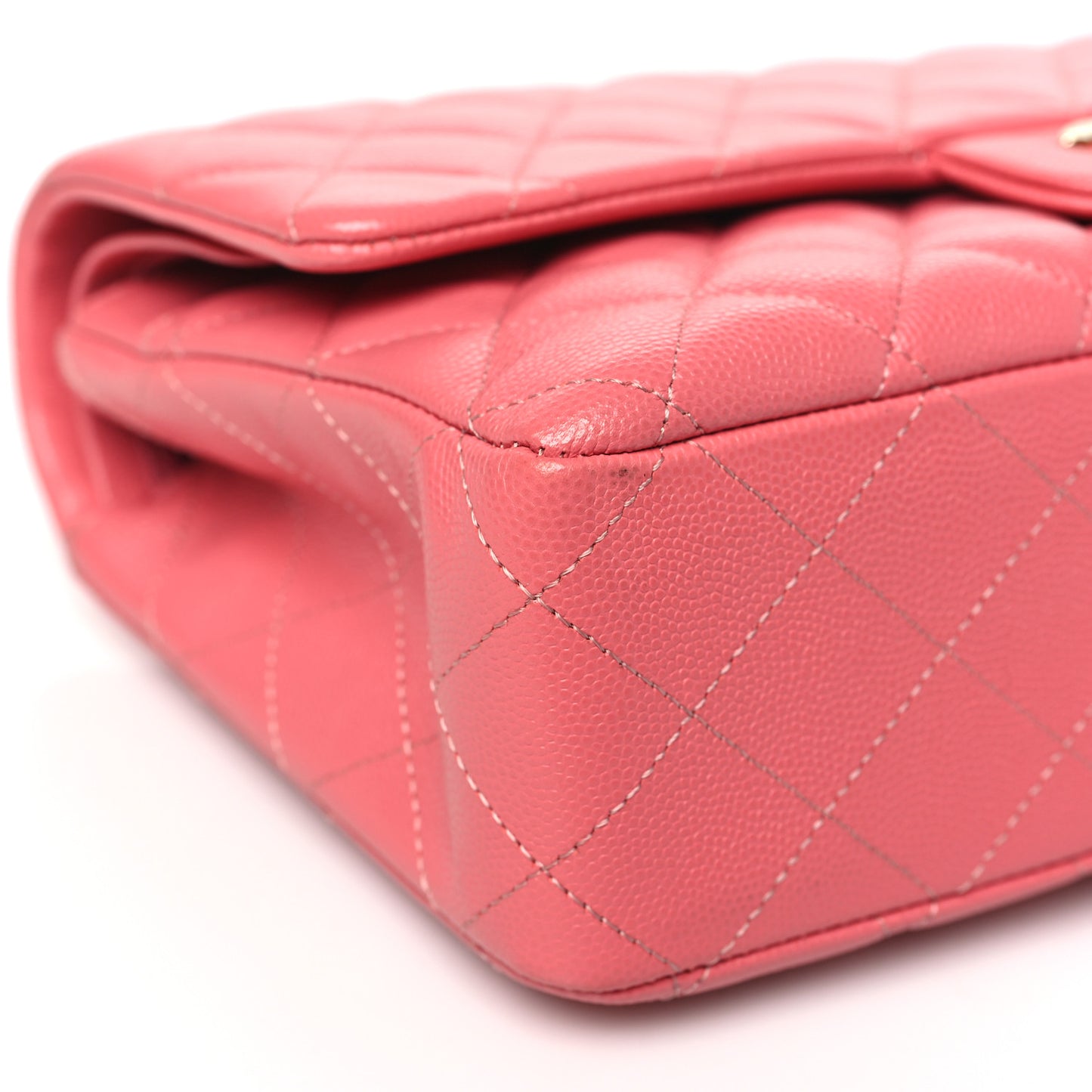 Metallic Caviar Quilted Medium Double Flap Pink