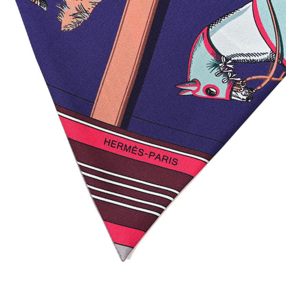 Hermes Silk Maxi Twilly Rose Indien Bordeaux Vert 5 of 6