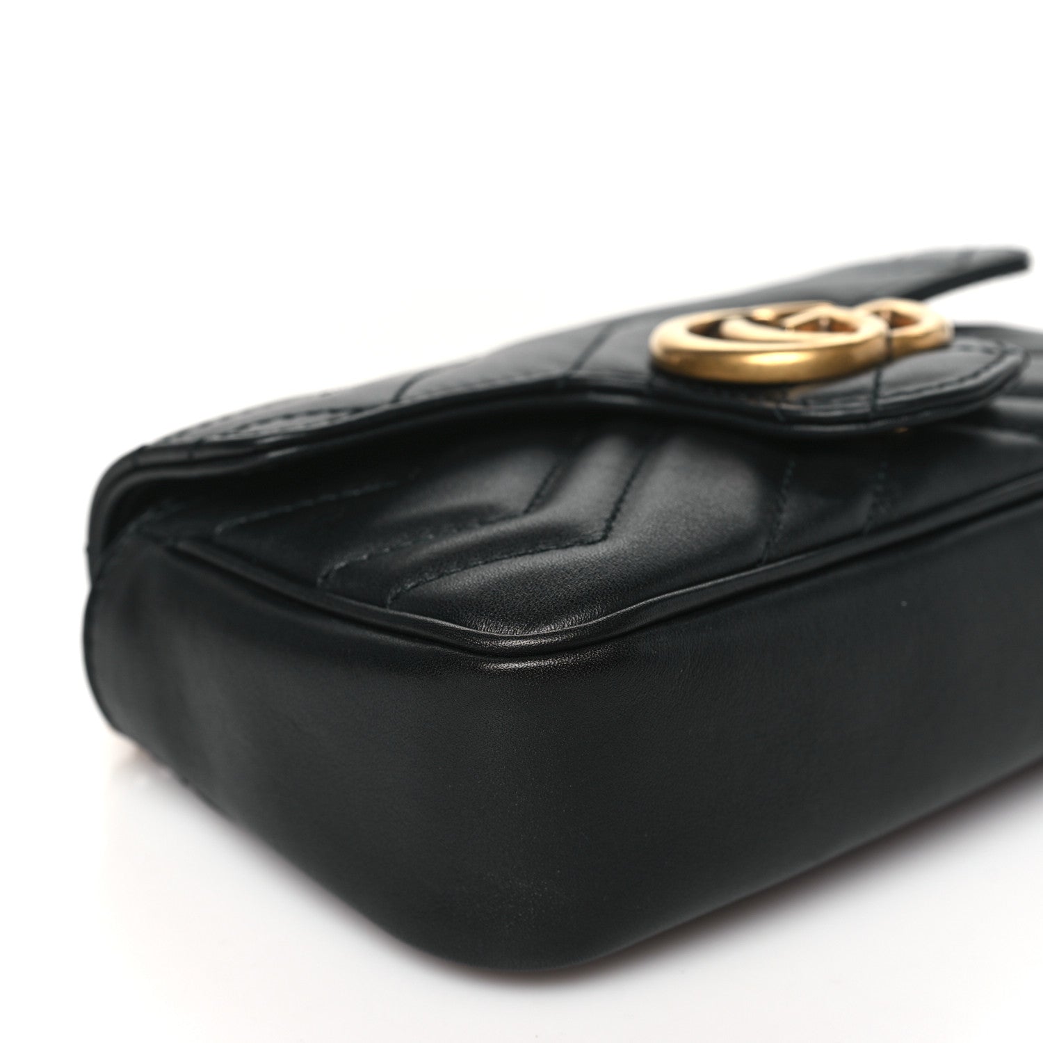 Gucci Calfskin Matelasse Super Mini GG Marmont Shoulder Bag Black 8 of 10