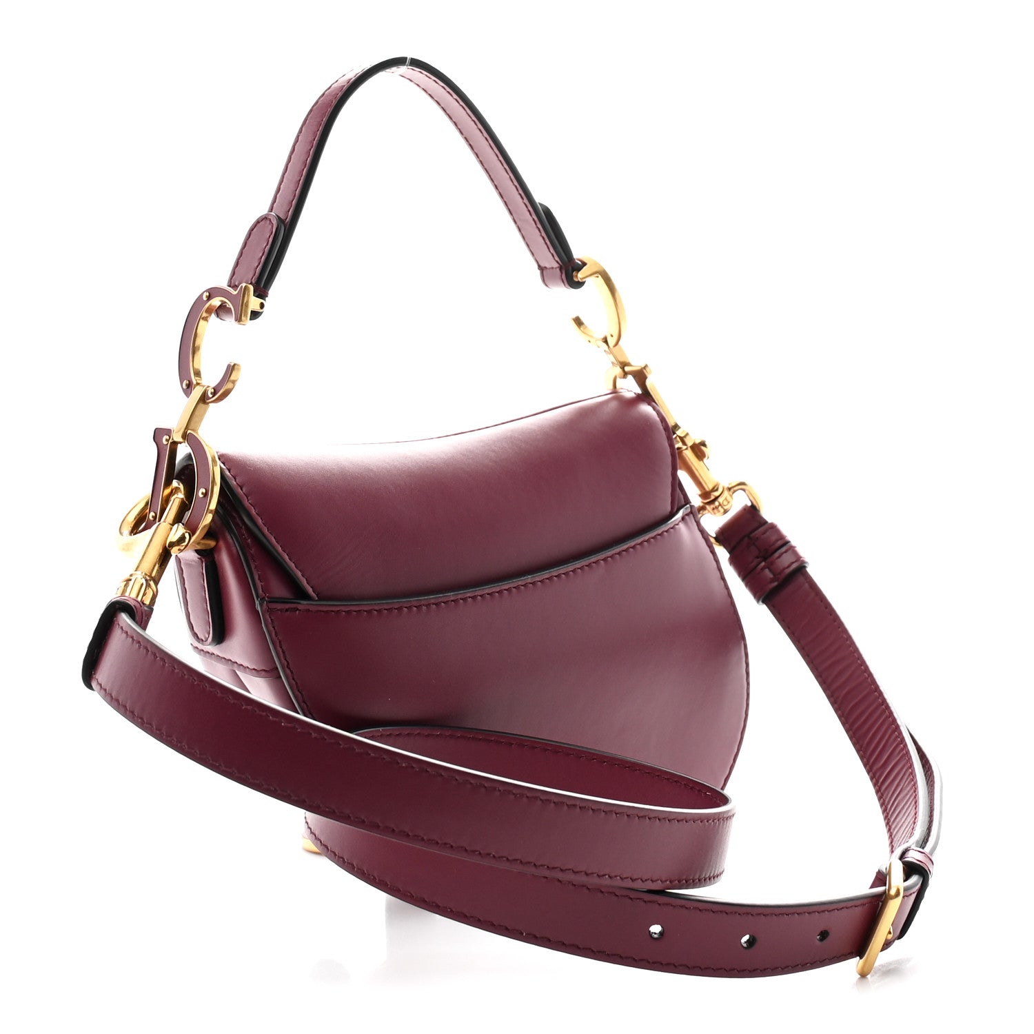 Christian Dior Supple Calfskin Mini Saddle Bag With Strap Purple 3 of 10