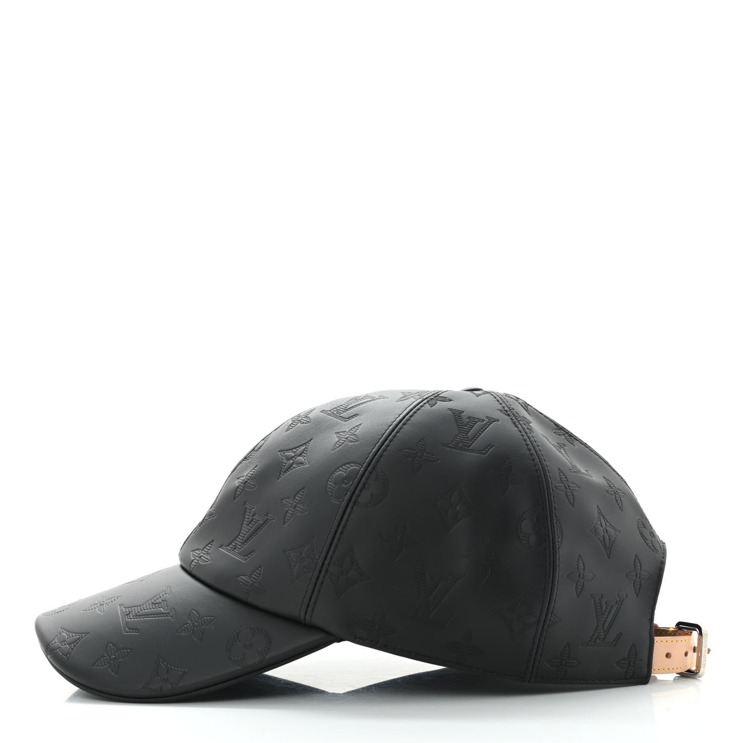 Louis Vuitton Calfskin Monogram Shadow Baseball Cap 60 Black 3 of 8