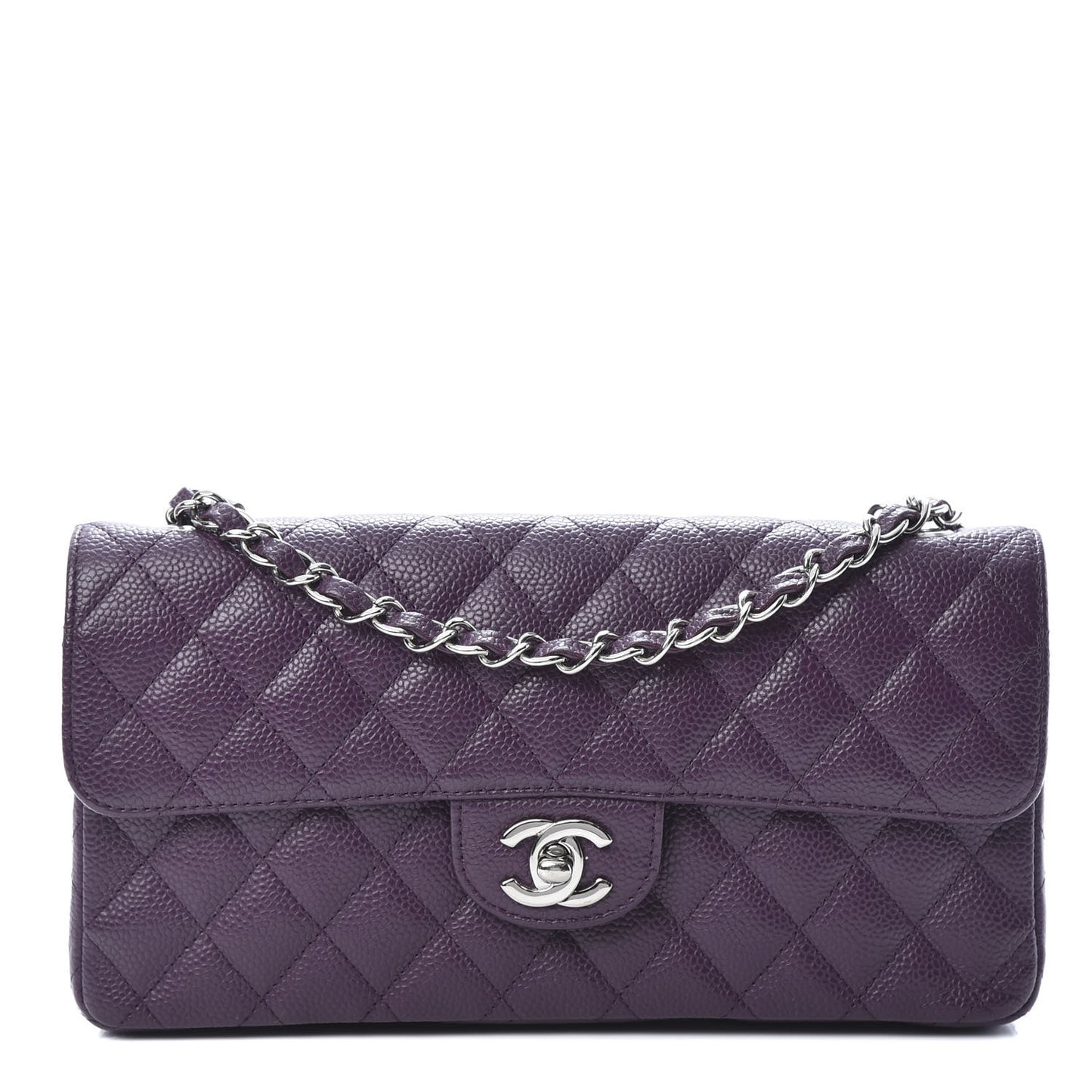 Caviar Quilted East West Flap Purple