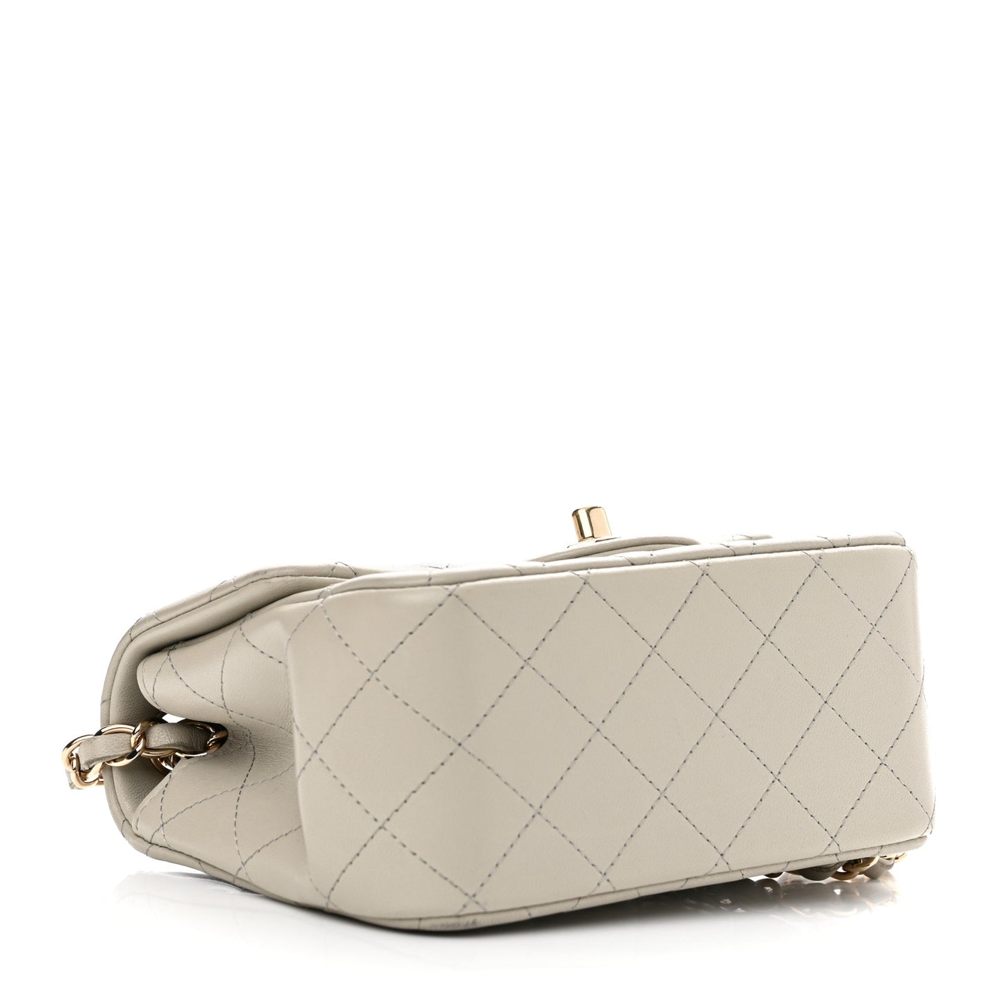 Lambskin Quilted Mini Square Flap Grey