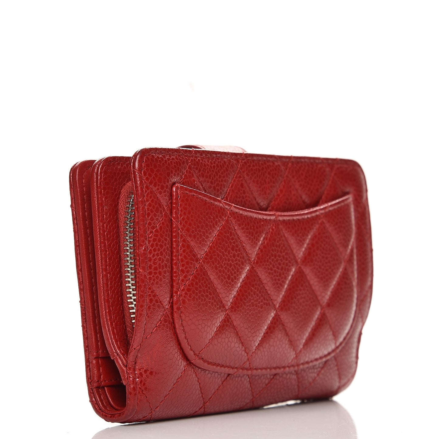 Caviar Quilted Zipped Pocket Wallet Red