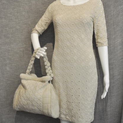 Chanel Suede Sherpa Shoulder Bag w Cosmetic Pouch 2 of 9