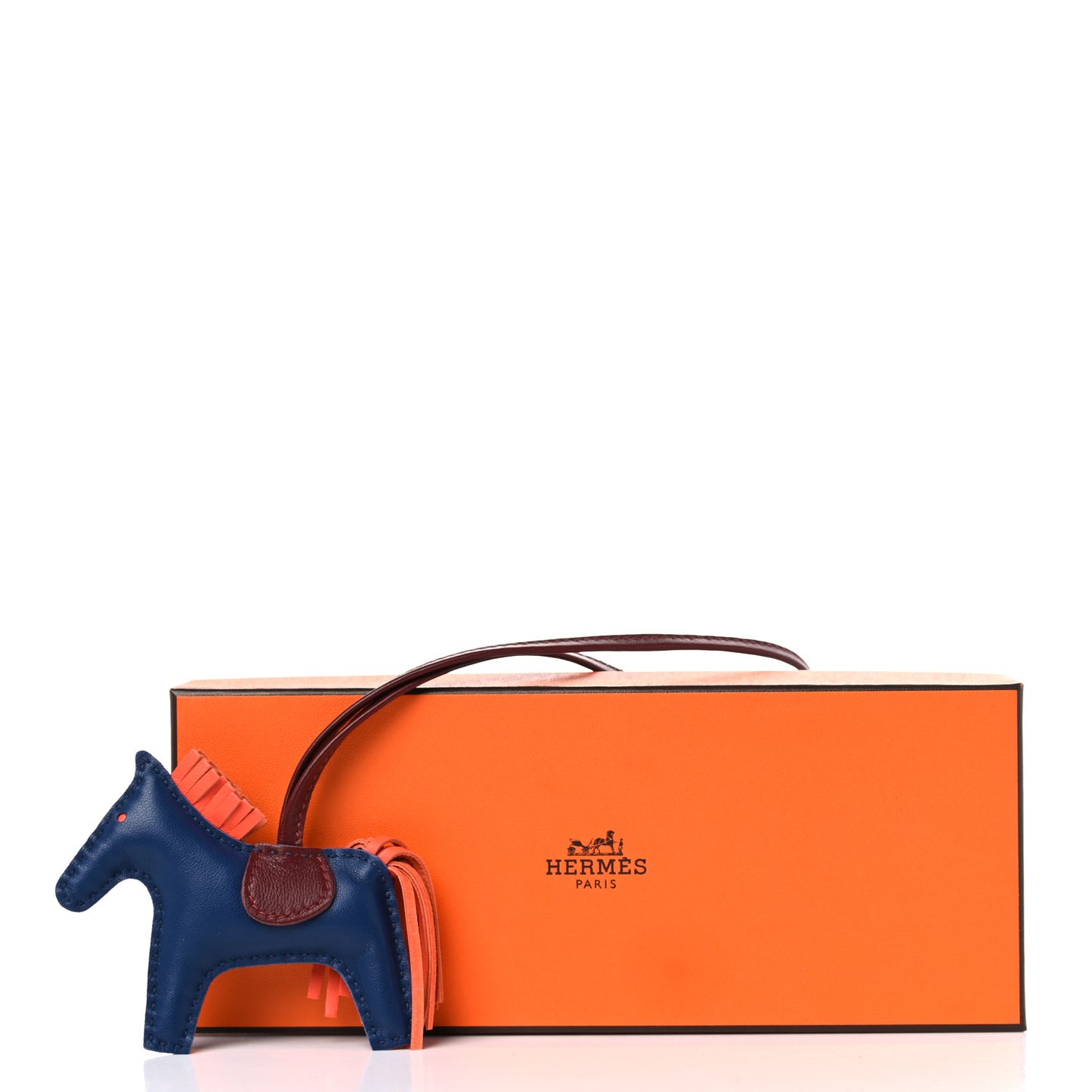 Milo Lambskin Grigri Rodeo Horse Bag Charm PM Bleu de Malte Rouge H Peony