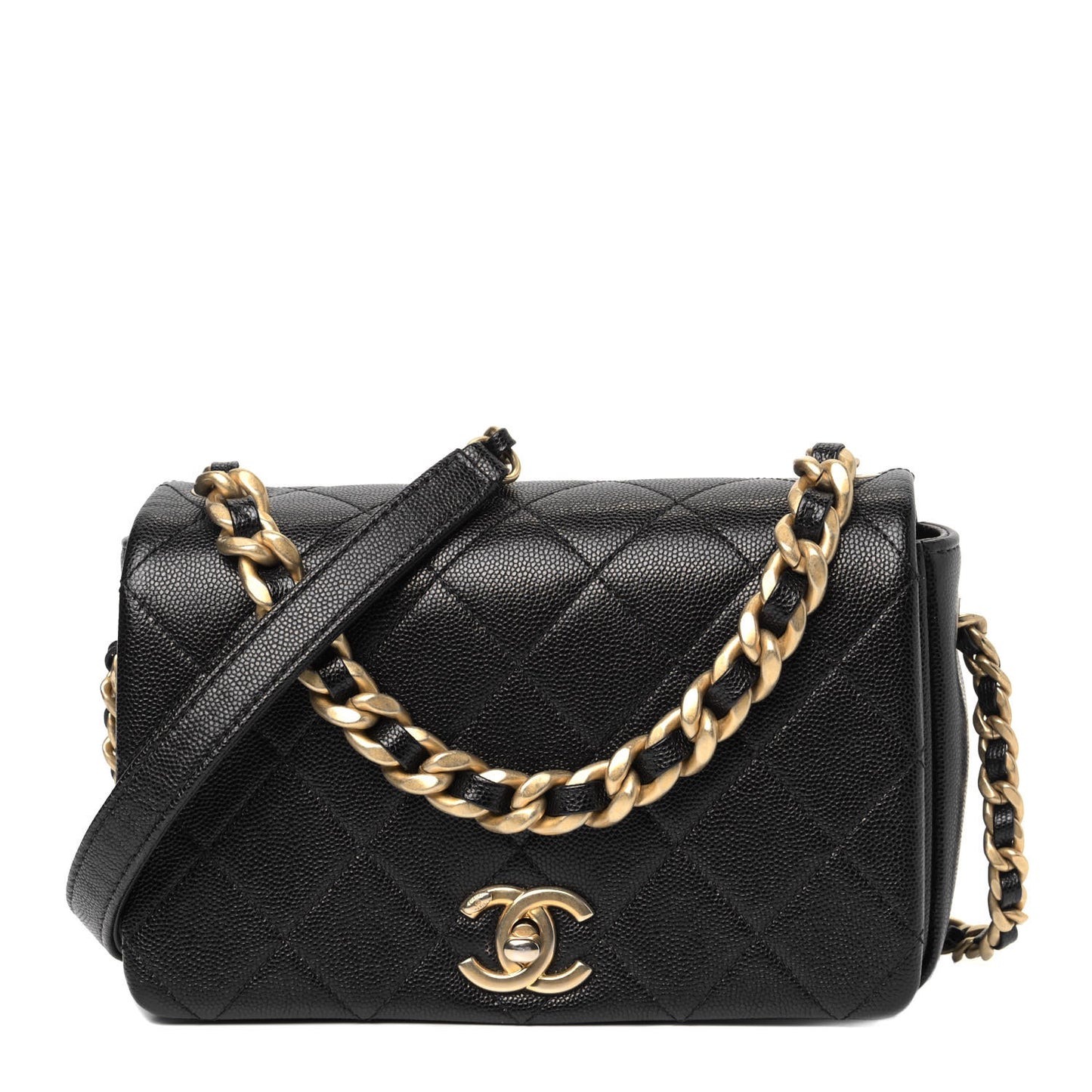 Caviar Quilted Small Fashion Therapy Flap Bag Black