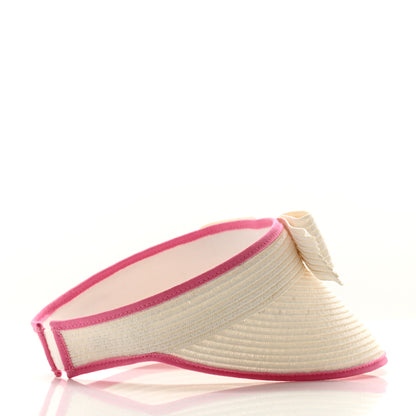 Chanel Straw Grosgrain Visor M White Pink 5 of 8