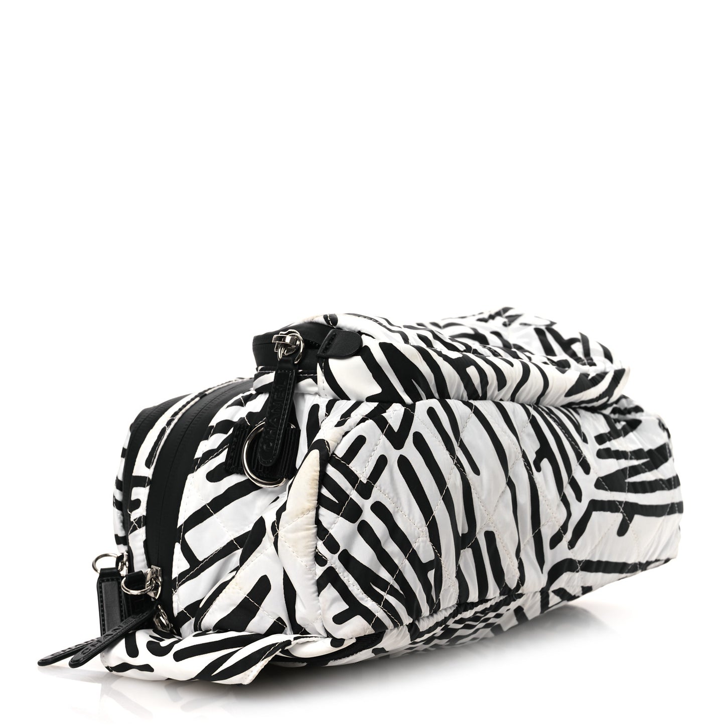 Nylon Printed Quilted Coco Neige Convertible Backpack Black White