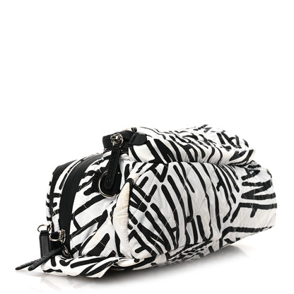 Chanel Nylon Printed Quilted Coco Neige Convertible Backpack Black White 6 of 18