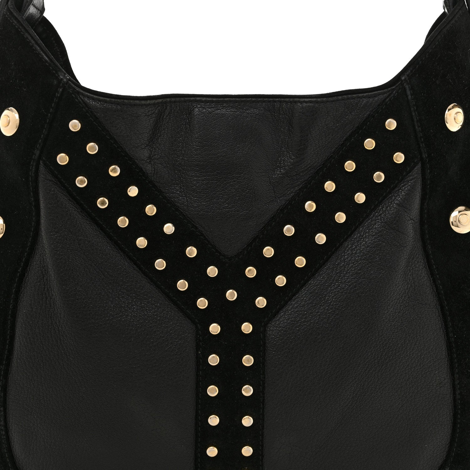 Saint Laurent Suede Horn Studded Y Mombasa Hobo Black 8 of 12