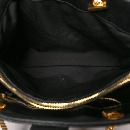 Saint Laurent Grain De Poudre Matelasse Chevron Monogram Shopping Bag Black 5 of 15