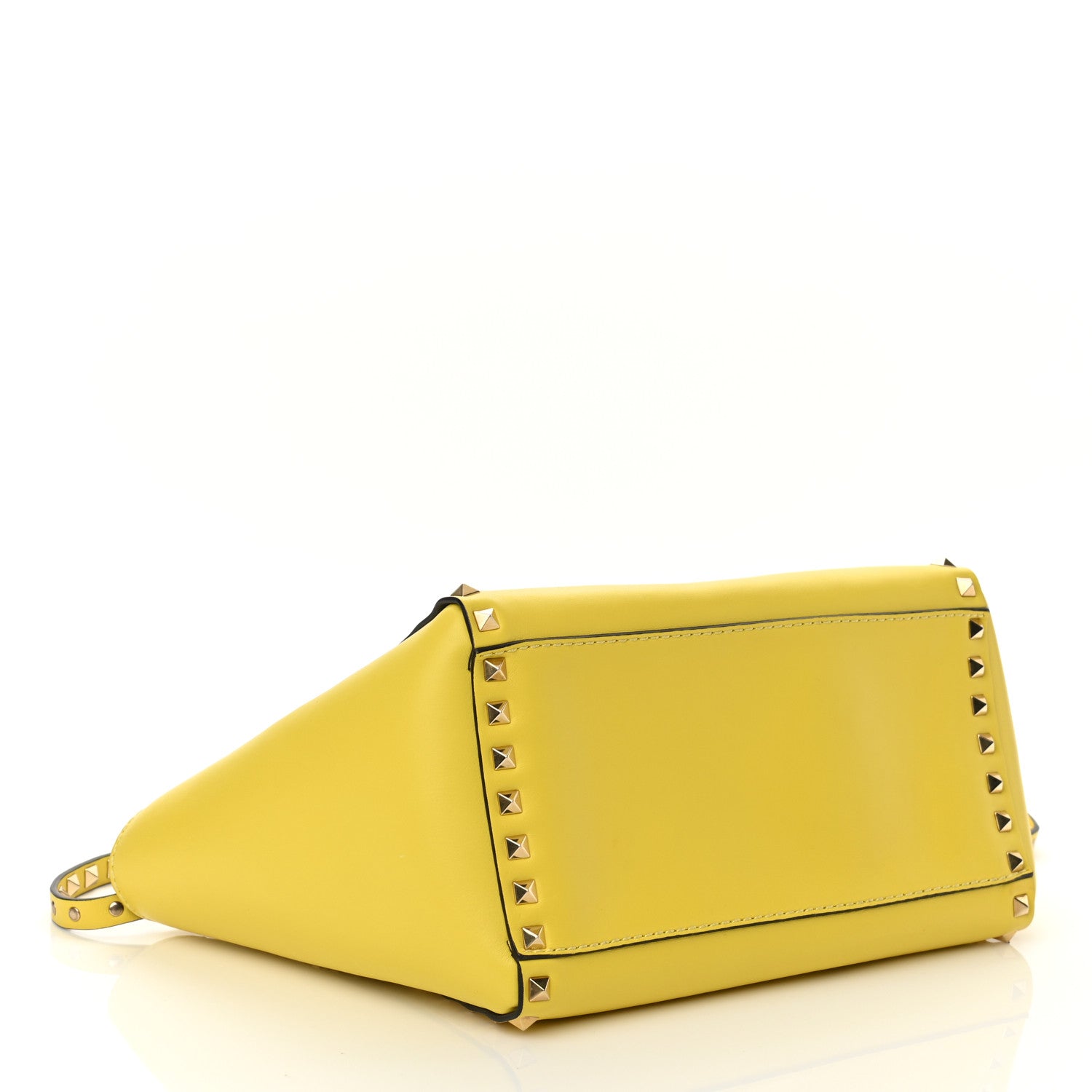 Valentino Garavani Vitello Small Rockstud Double Handle Tote Naples Yellow 4 of 9