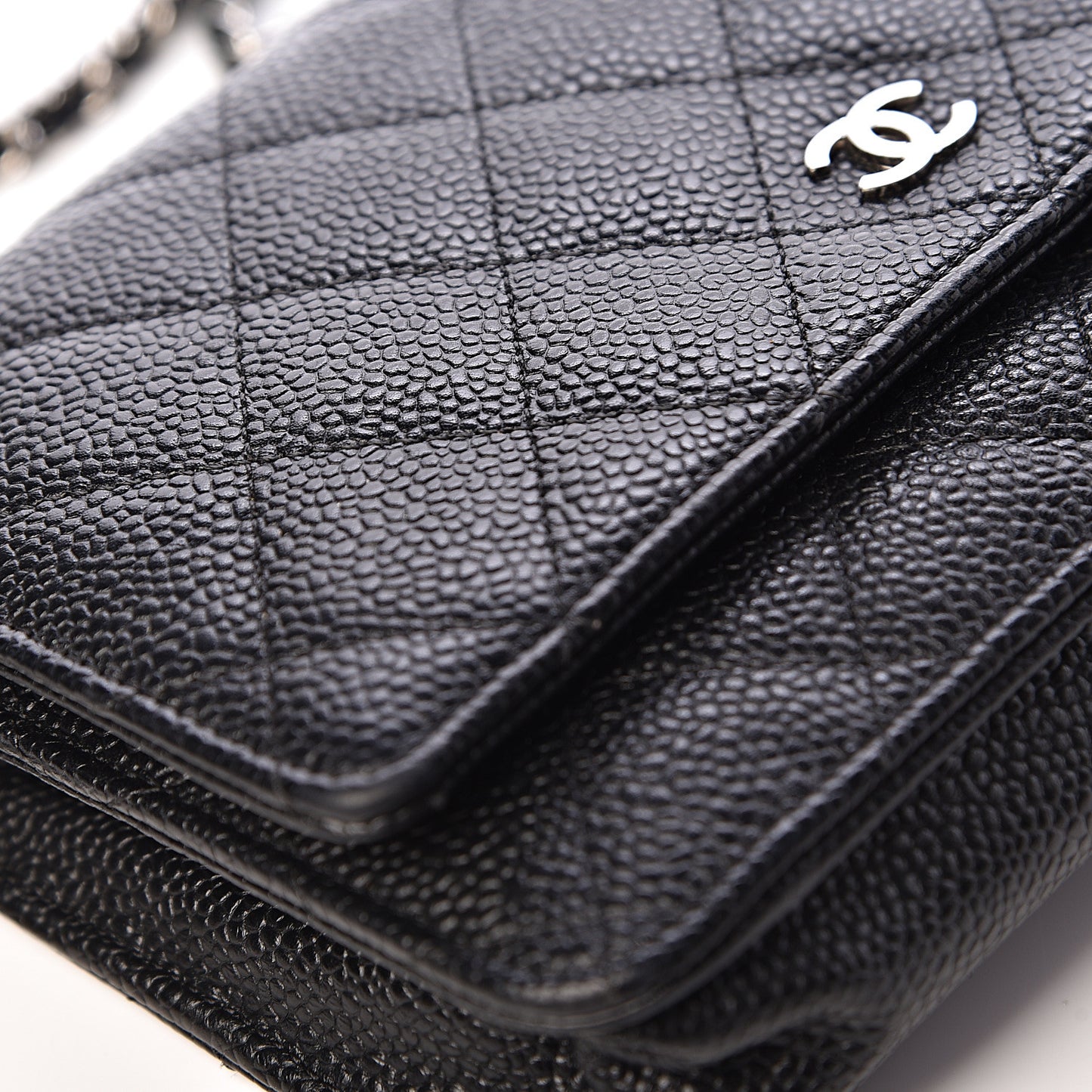 Caviar Quilted Wallet On Chain WOC Black