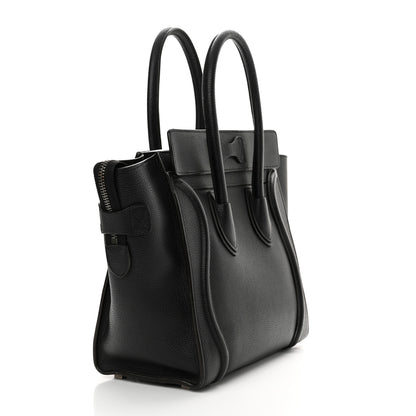 Celine Drummed Calfskin Micro Luggage Black 3 of 19