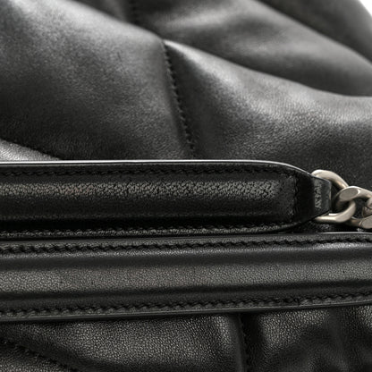 Saint Laurent Lambskin Quilted Medium Loulou Puffer Monogram Chain Satchel Black 13 of 13