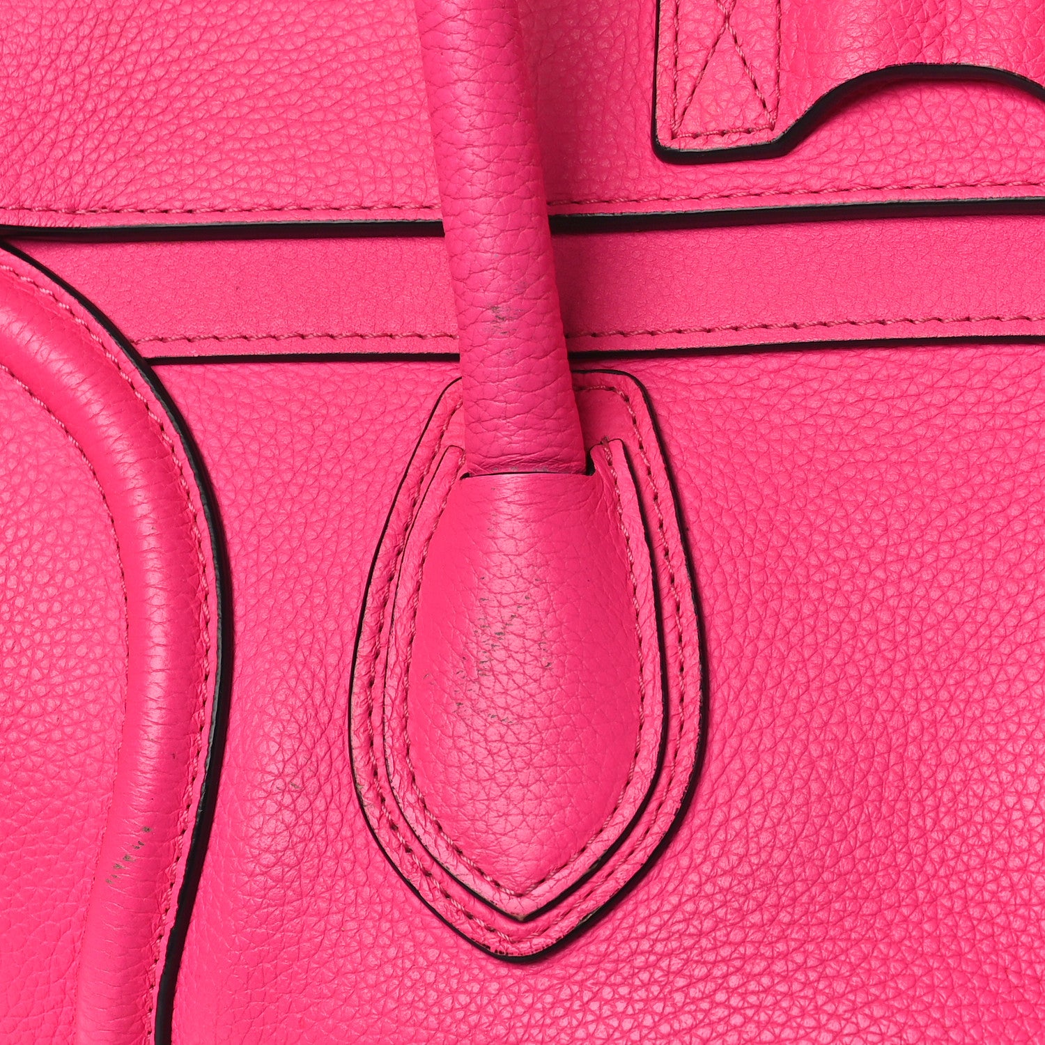 Celine Drummed Calfskin Mini Luggage Fluo Pink 9 of 18