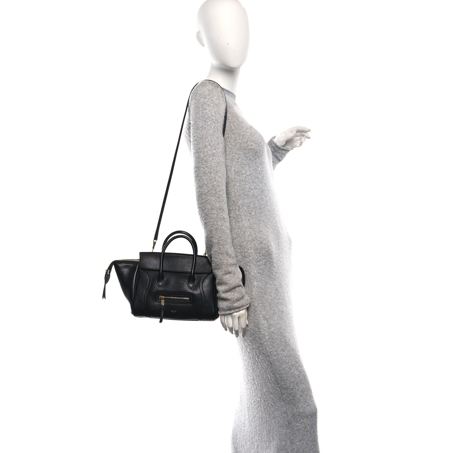 Celine Supple Shiny Lambskin Little New Luggage Black 2 of 9