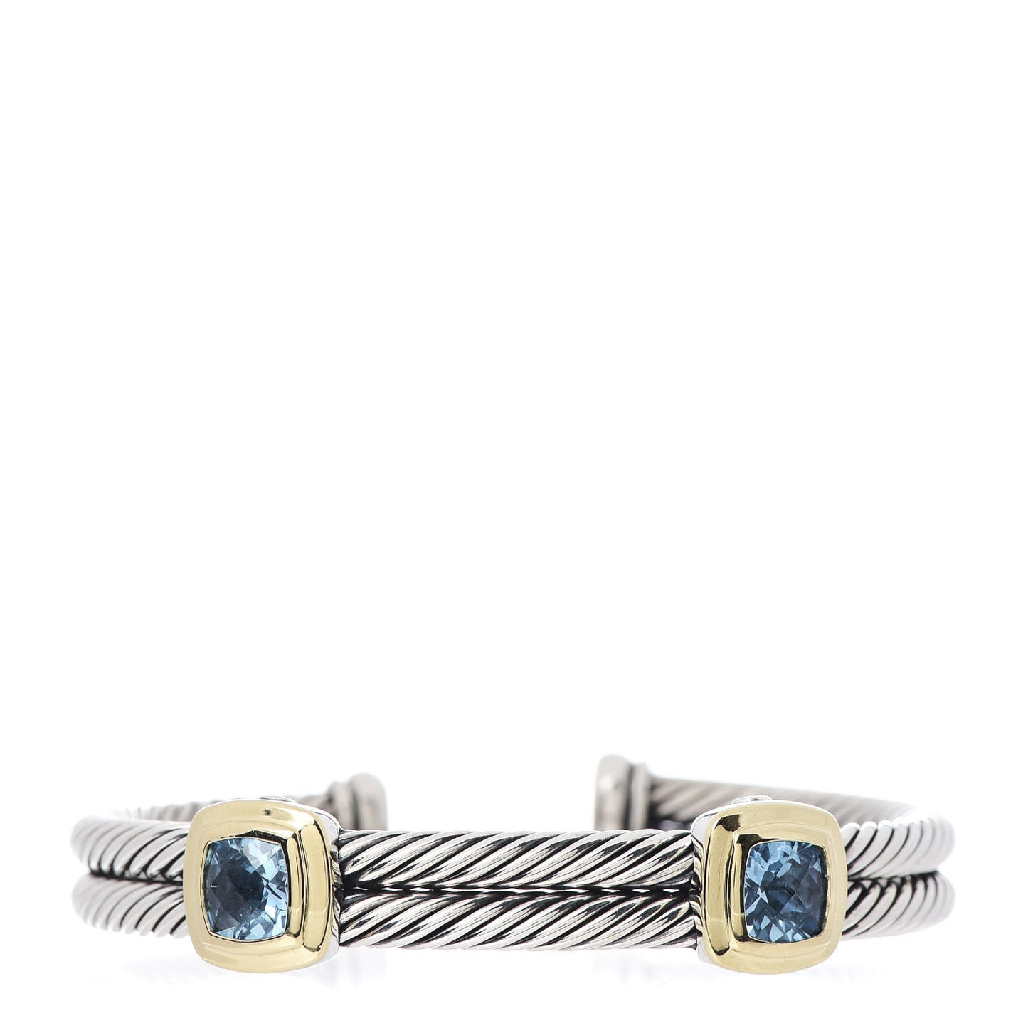 Sterling Silver 18K Yellow Gold Blue Topaz Albion Double Station Bracelet