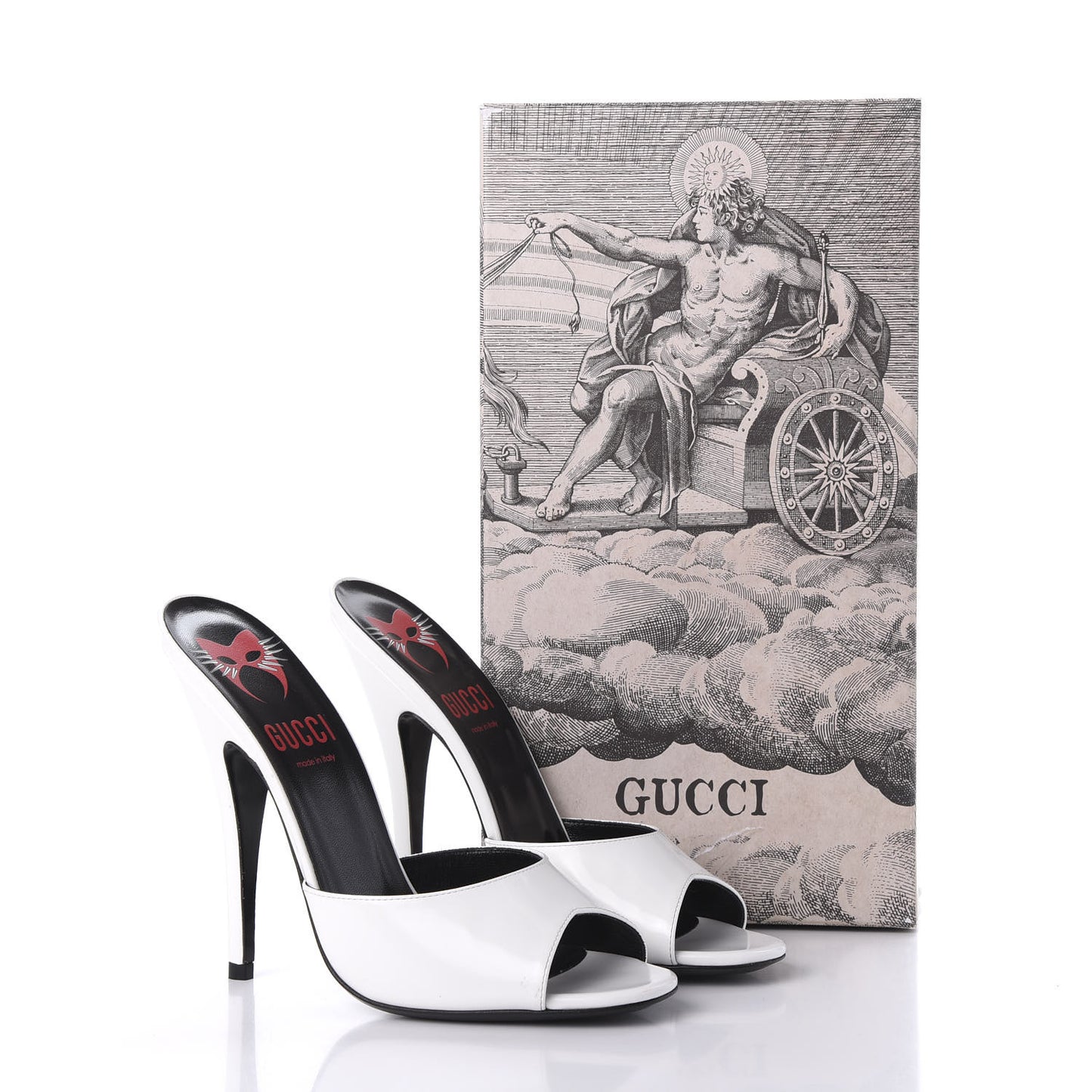 Polished Calfskin Scarlet High Heel Slide Sandals 39 Great White