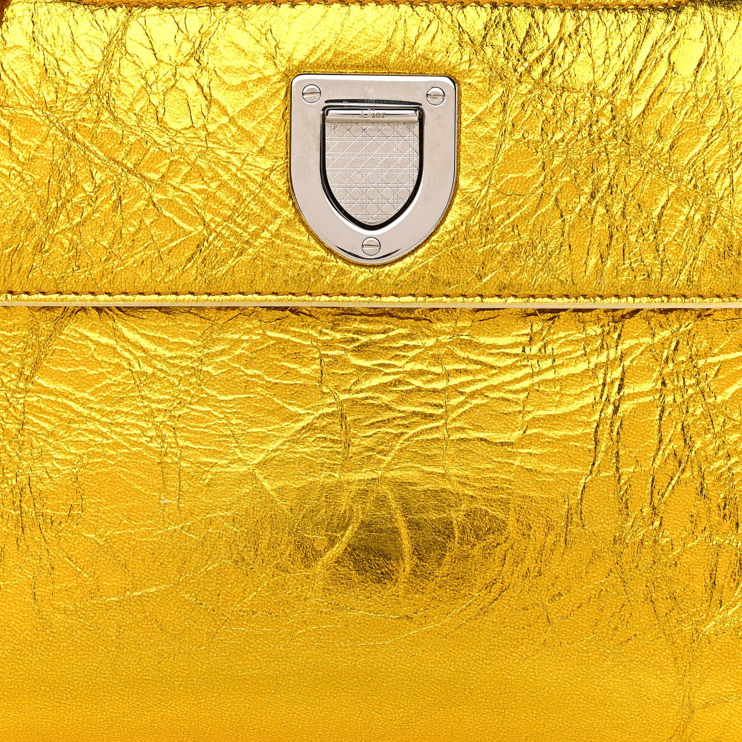 Metallic Calfskin Mini Diorever Flap Gold